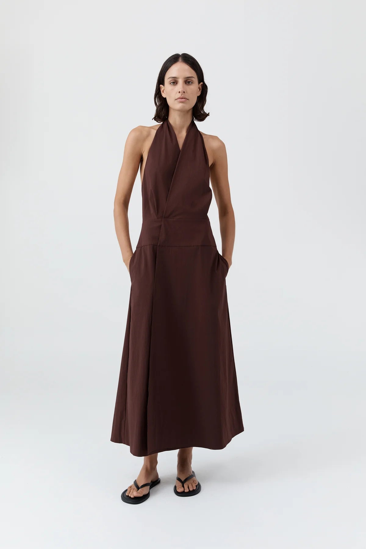 Halter Wrap Dress - Liqueur