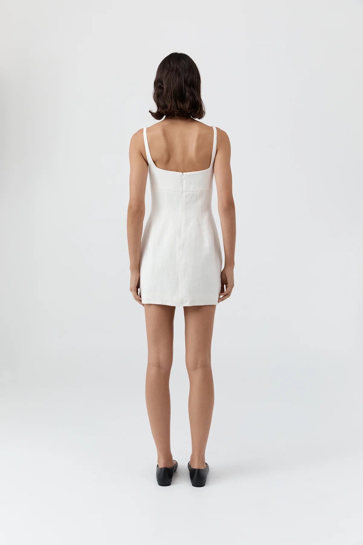 Pre Order * Tailored Square Neck Mini Dress - Off White