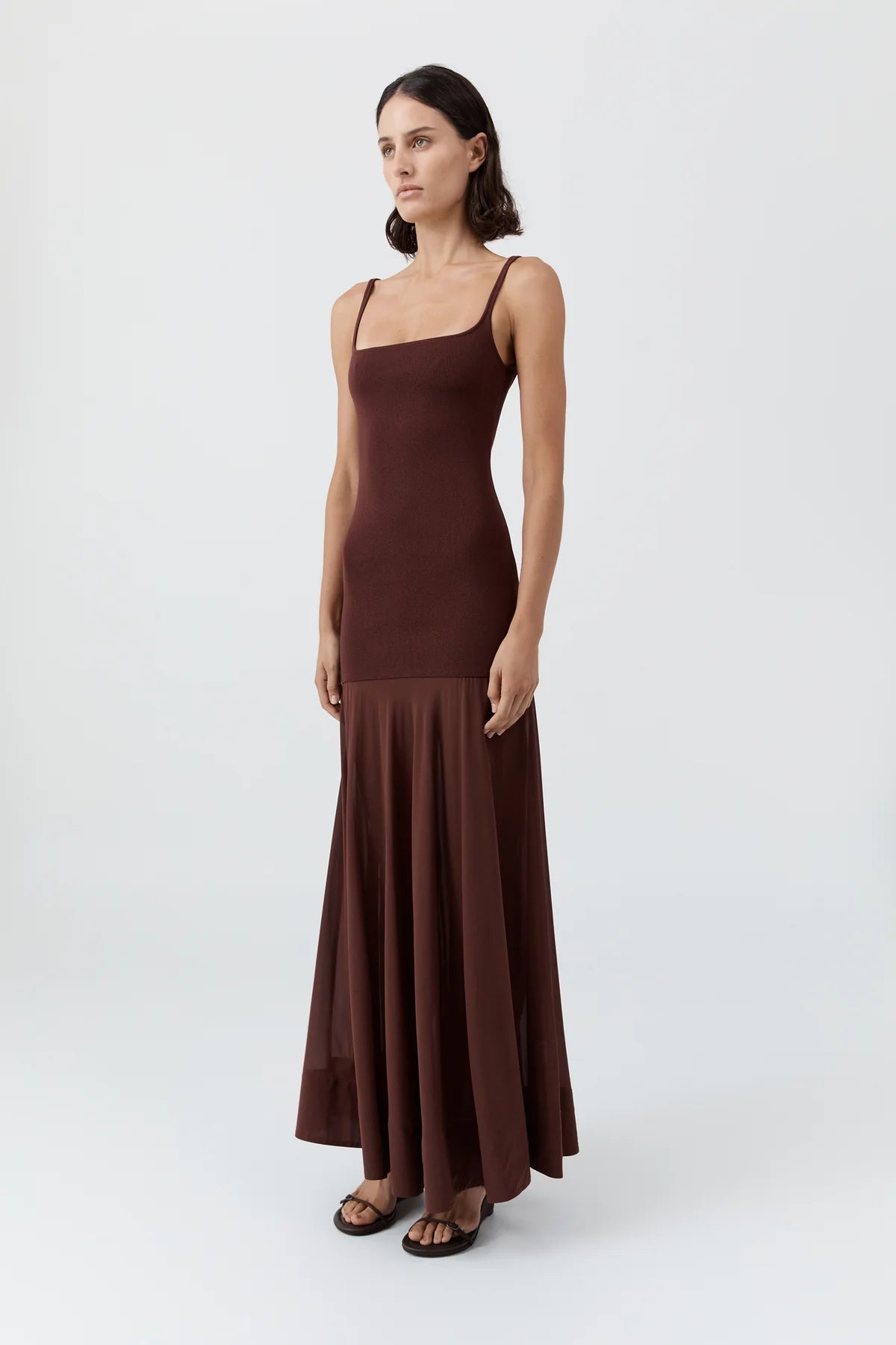 Pre Order * Sheer Silk Circle Hem Dress - Liqueur