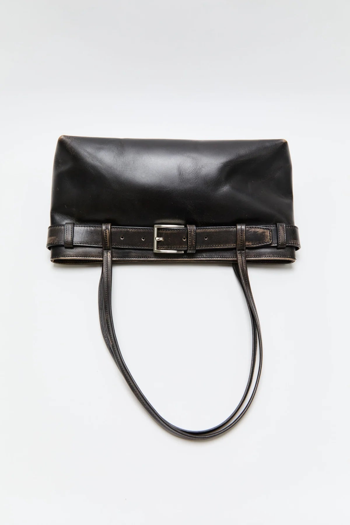 Pre Order * Brushed Belt Detail Baguette Black