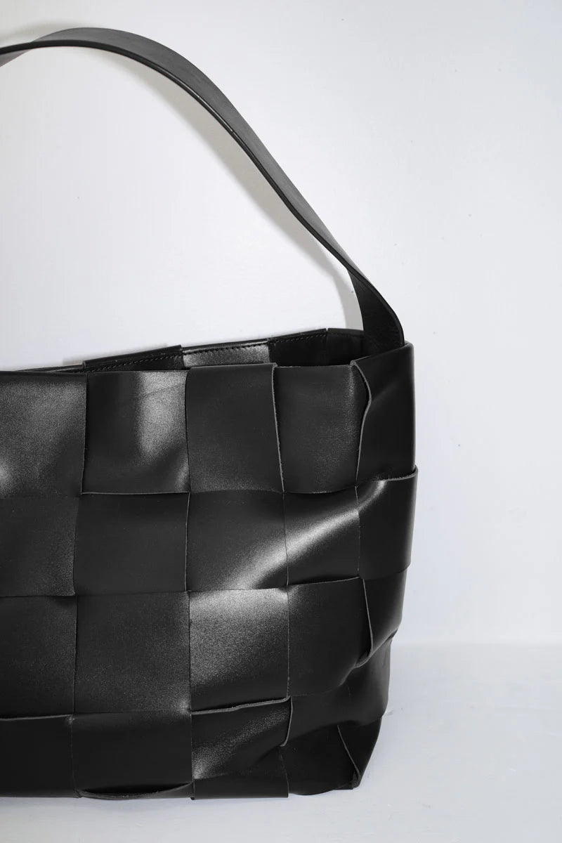 Woven Large Tote Black