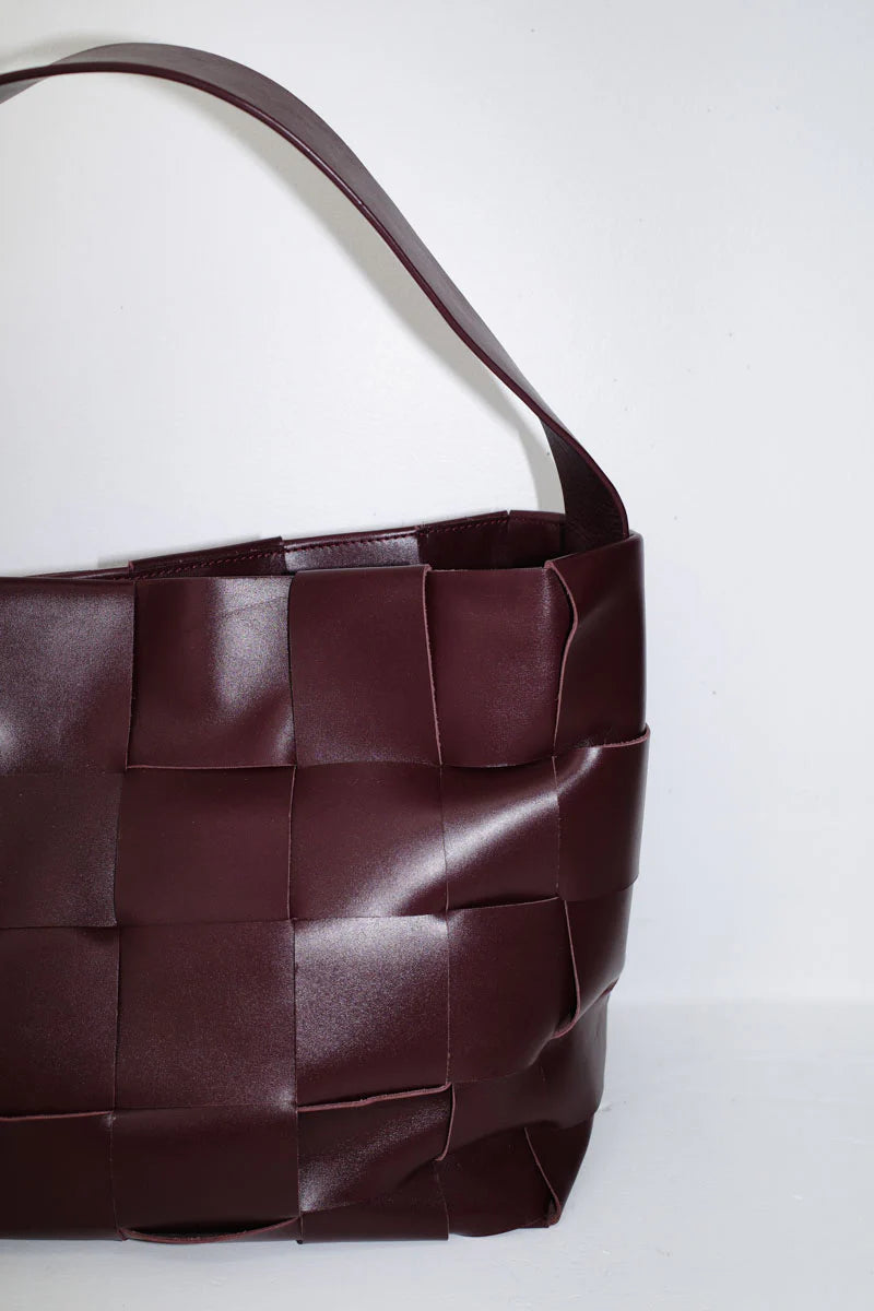 Woven Large Tote - Plum