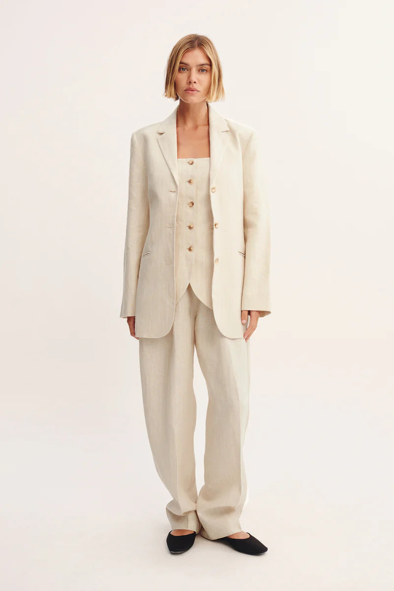 Leon Blazer - Beige Pinstripe