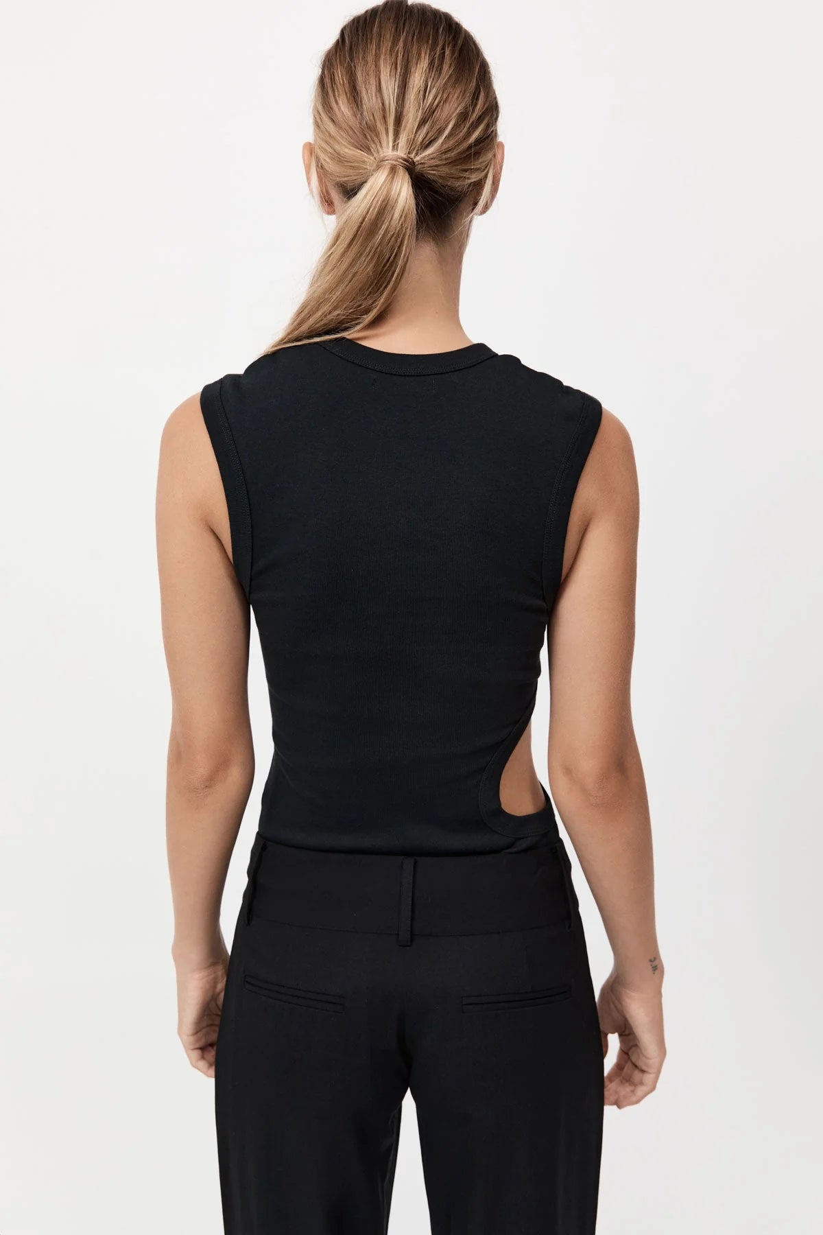 Organic Cotton Cut Out Tank - Jet Black