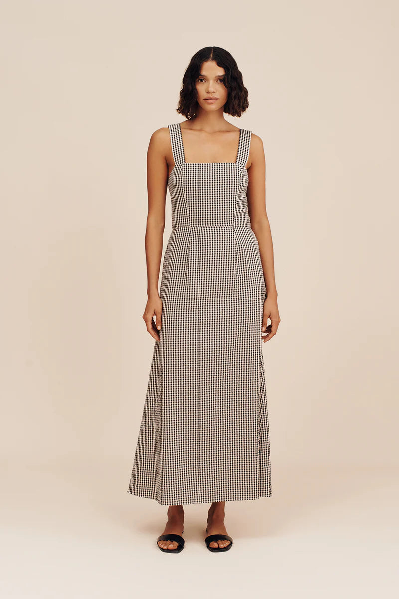 Amelia Square Neck Dress - Gingham