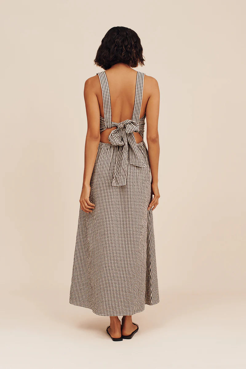 Amelia Square Neck Dress - Gingham