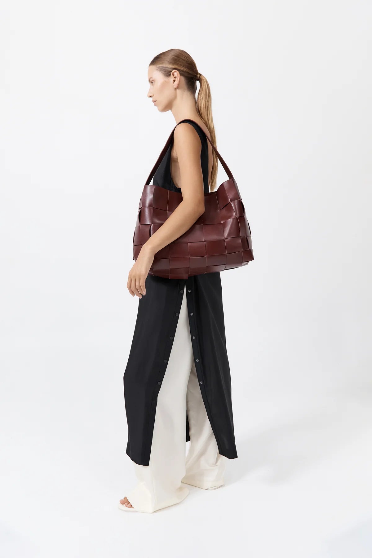 Woven Large Tote - Plum