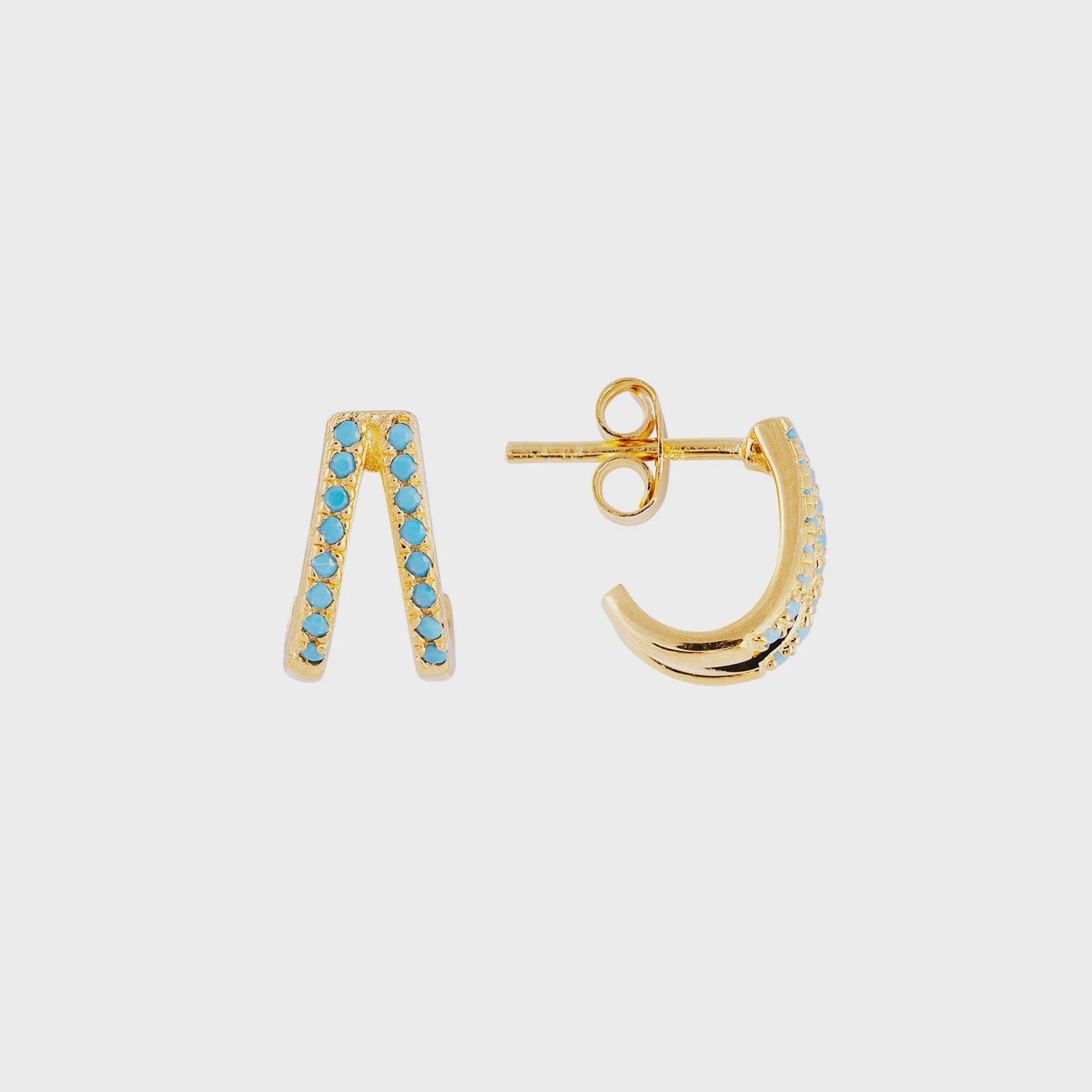 Turquoise Twin Pave Huggies