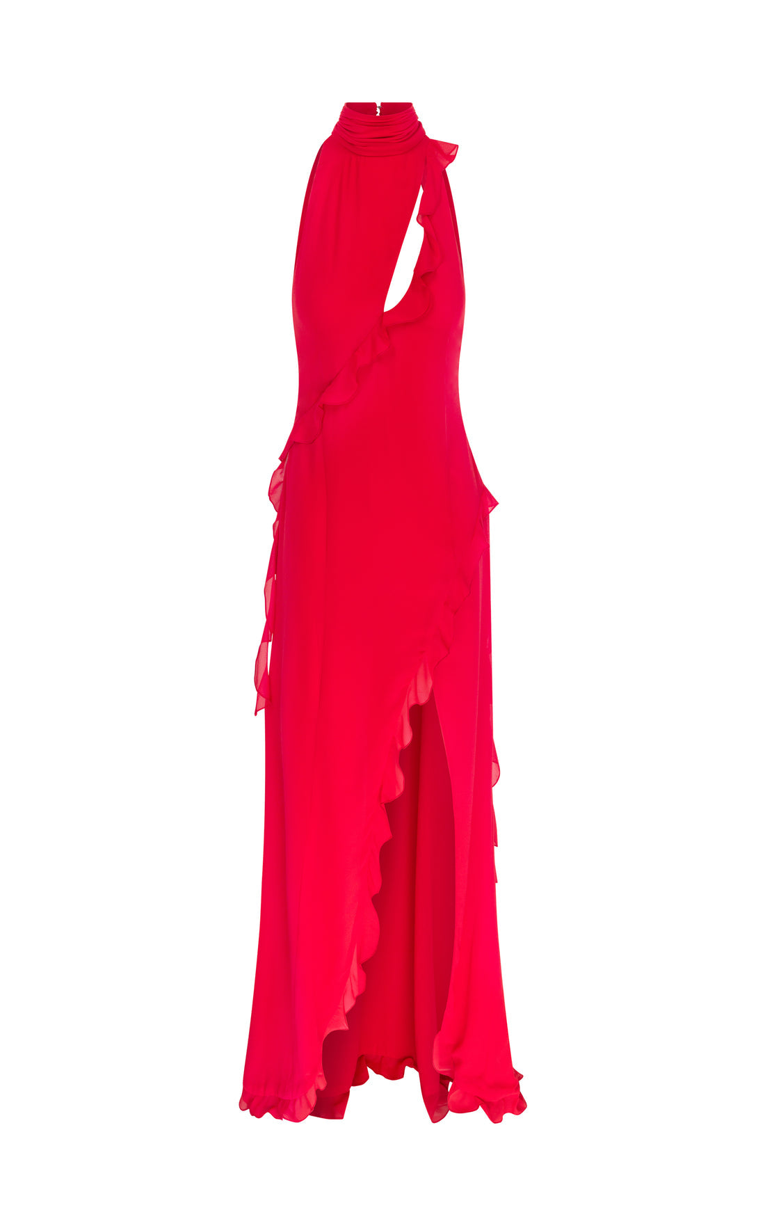 Parfait Halter Neck Dress -Red Chiffon