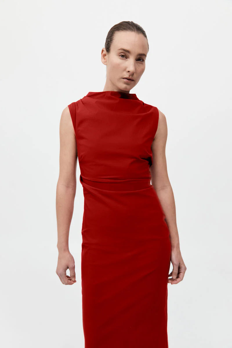Soft Sculptural Dress - Rosso