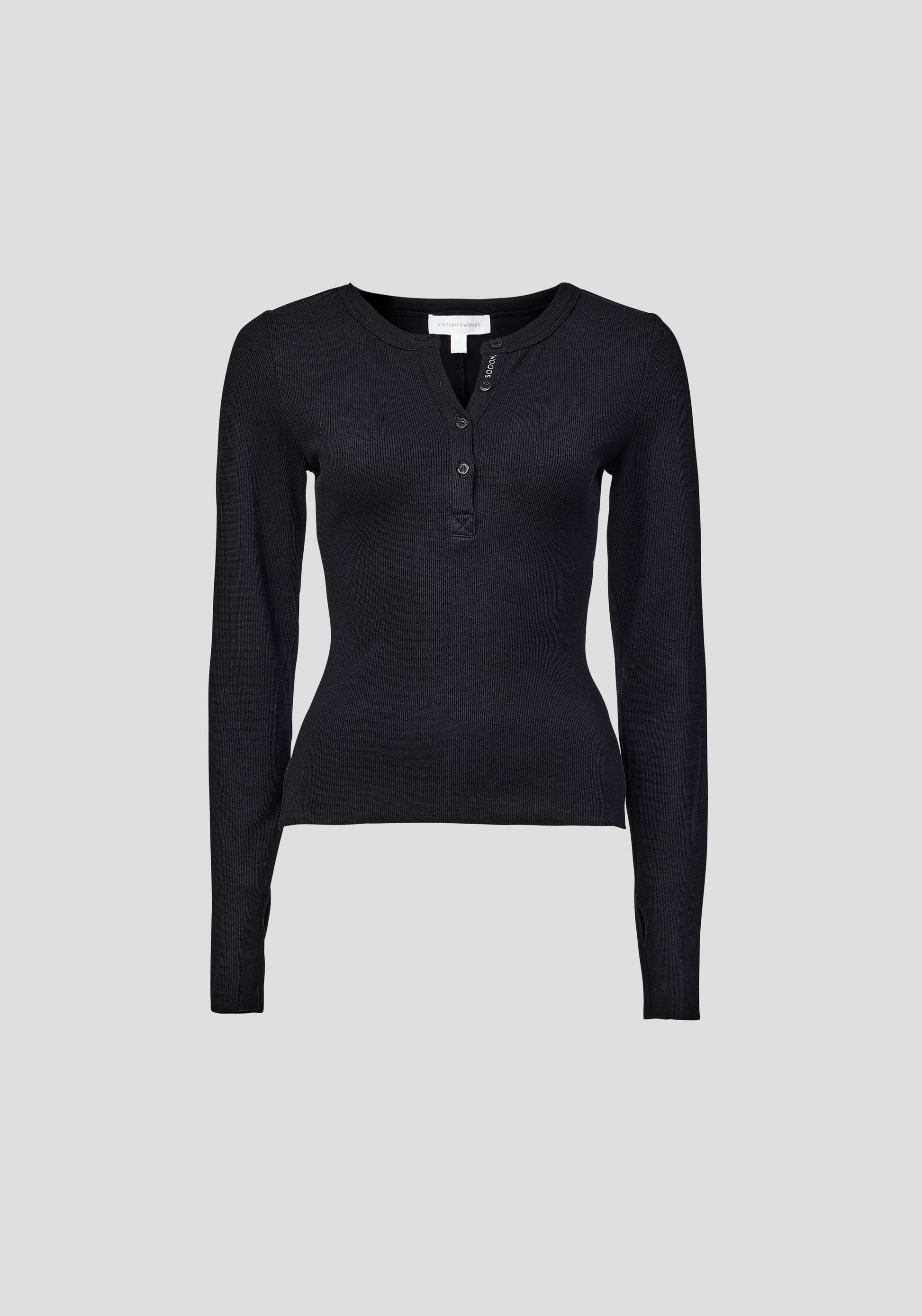 Clique Rib Henley - Black