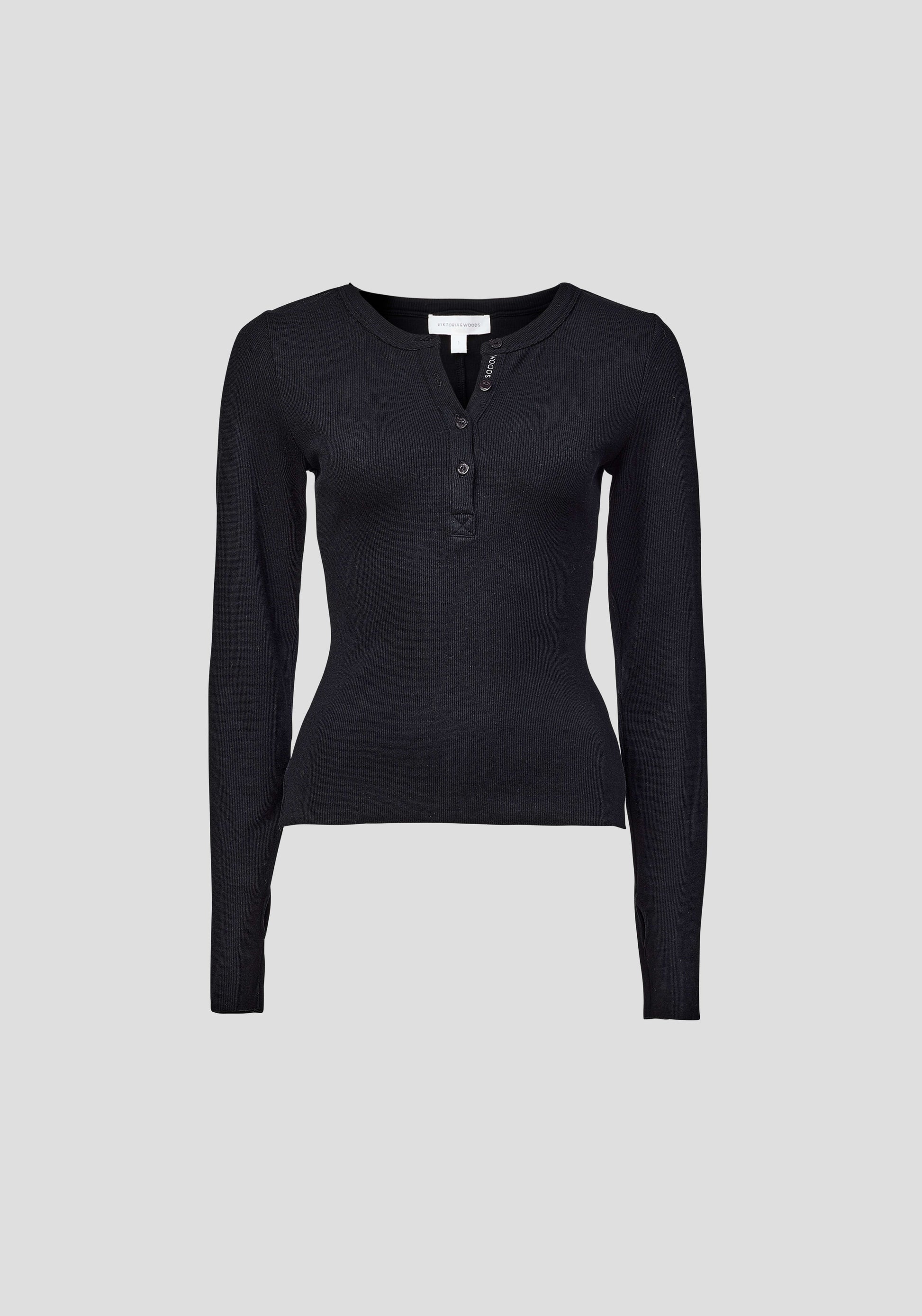 Clique Rib Henley - Black