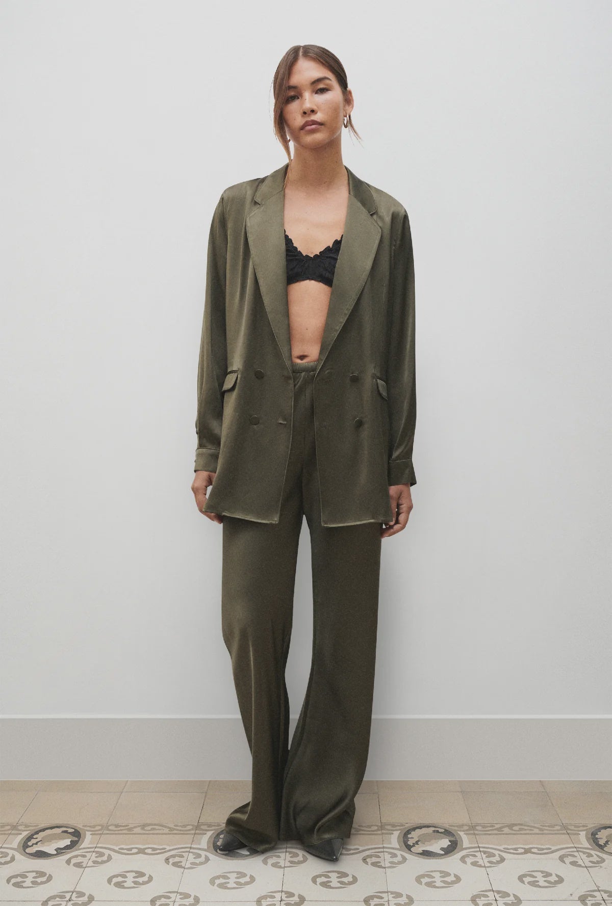 Bias Cut Pants - Pine