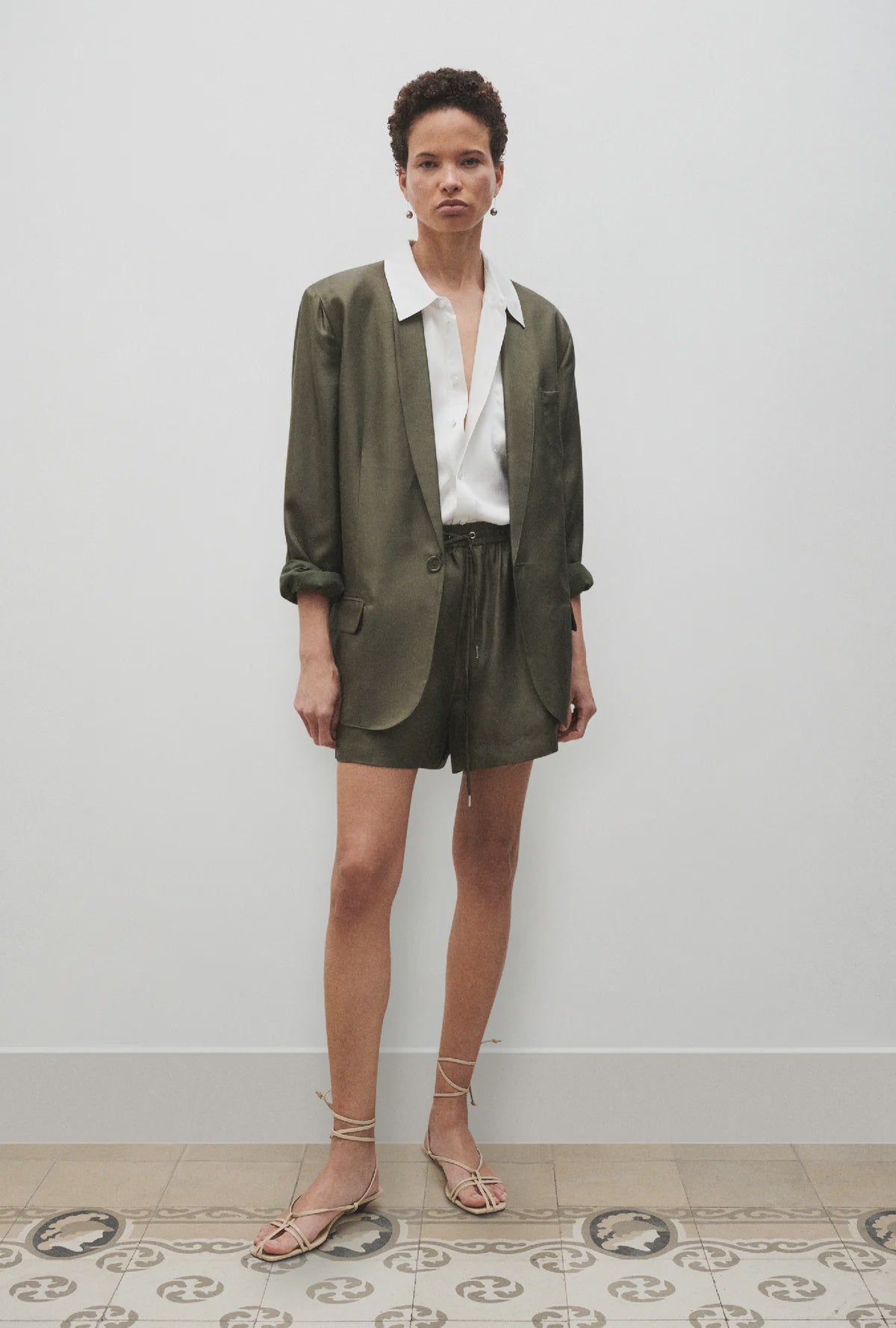 Twill Slouch Shorts - Pine