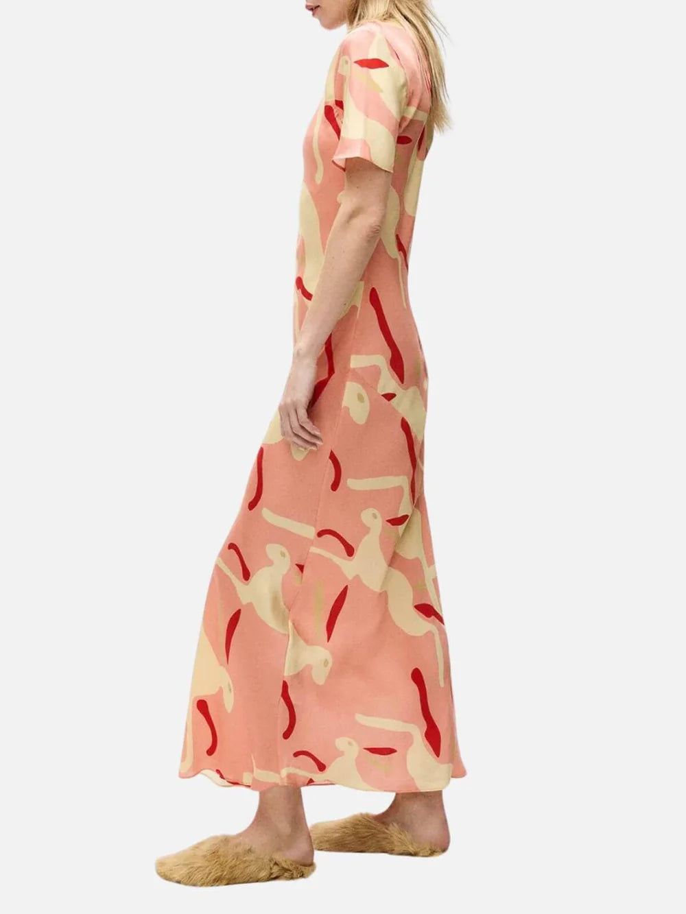 Short Sleeve Bias Dress Rabbit Amaranth