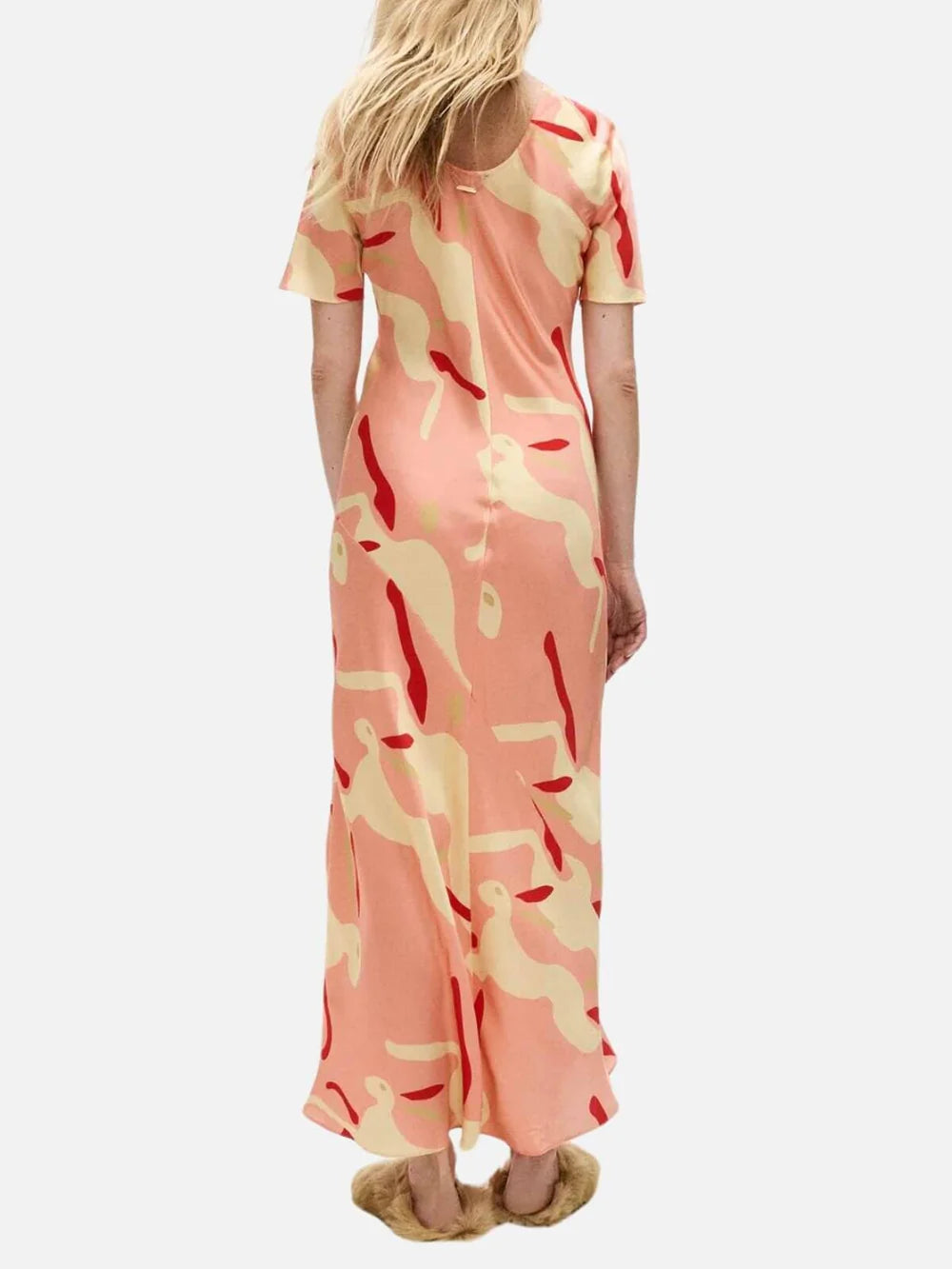 Short Sleeve Bias Dress Rabbit Amaranth