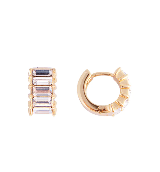 White Crystal Baguette Huggies