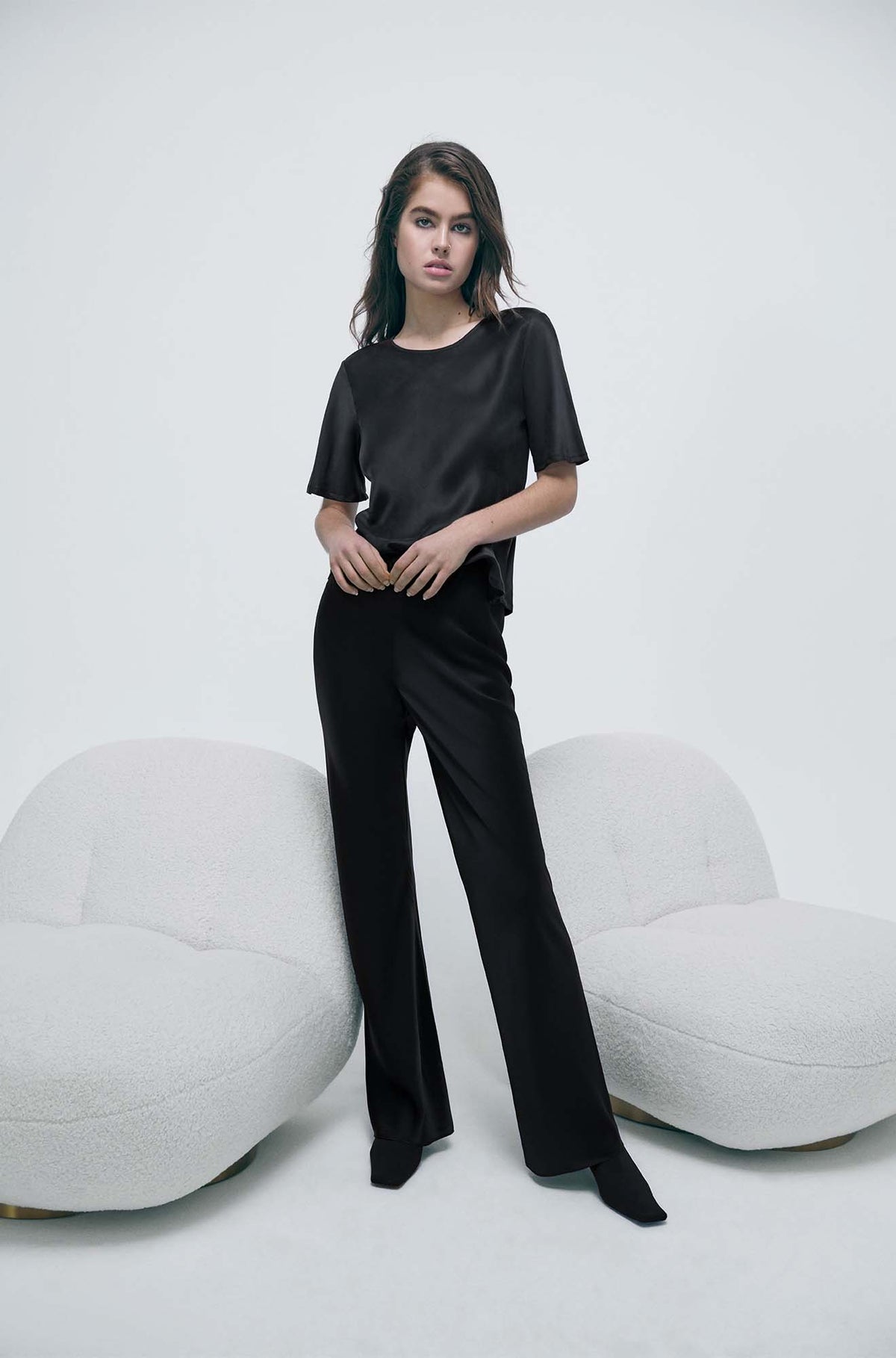 Bias Cut Pants - Black