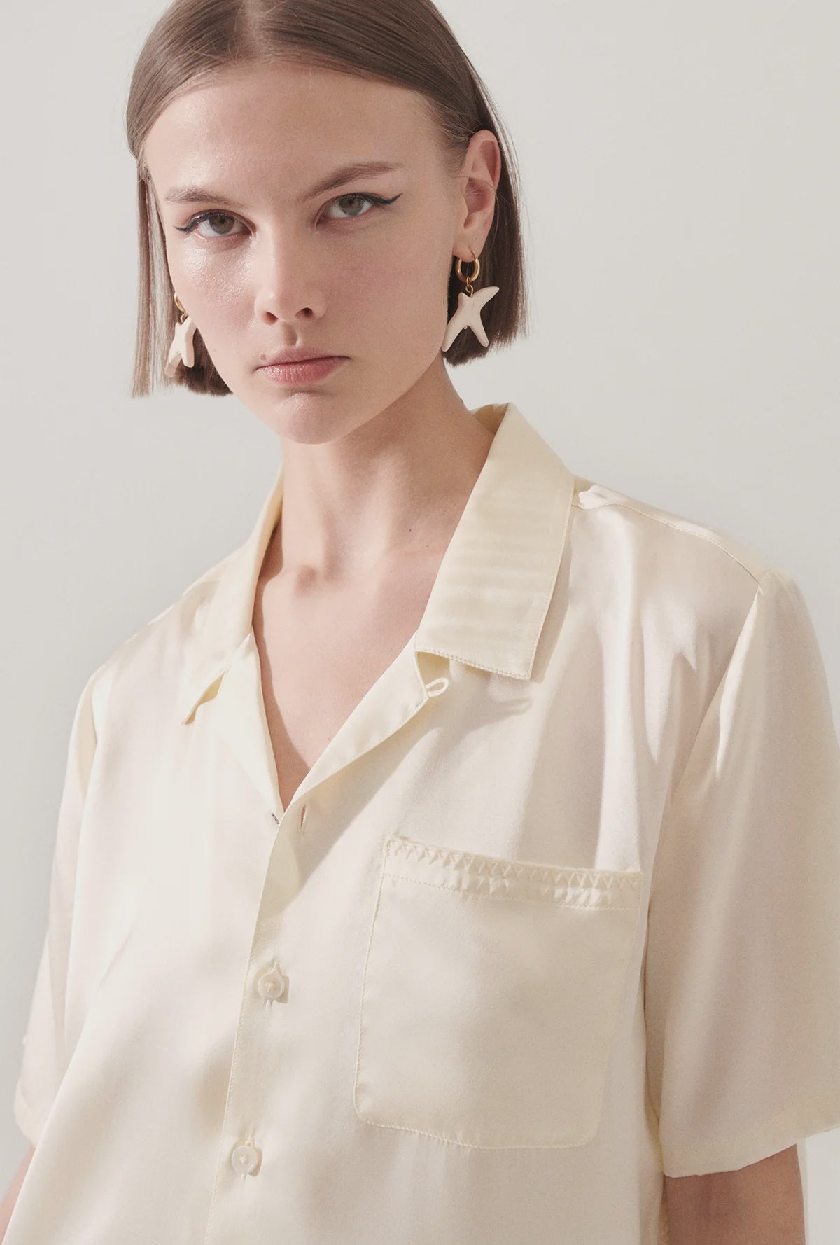 Camp Shirt Blanket Stitch - OffWhite