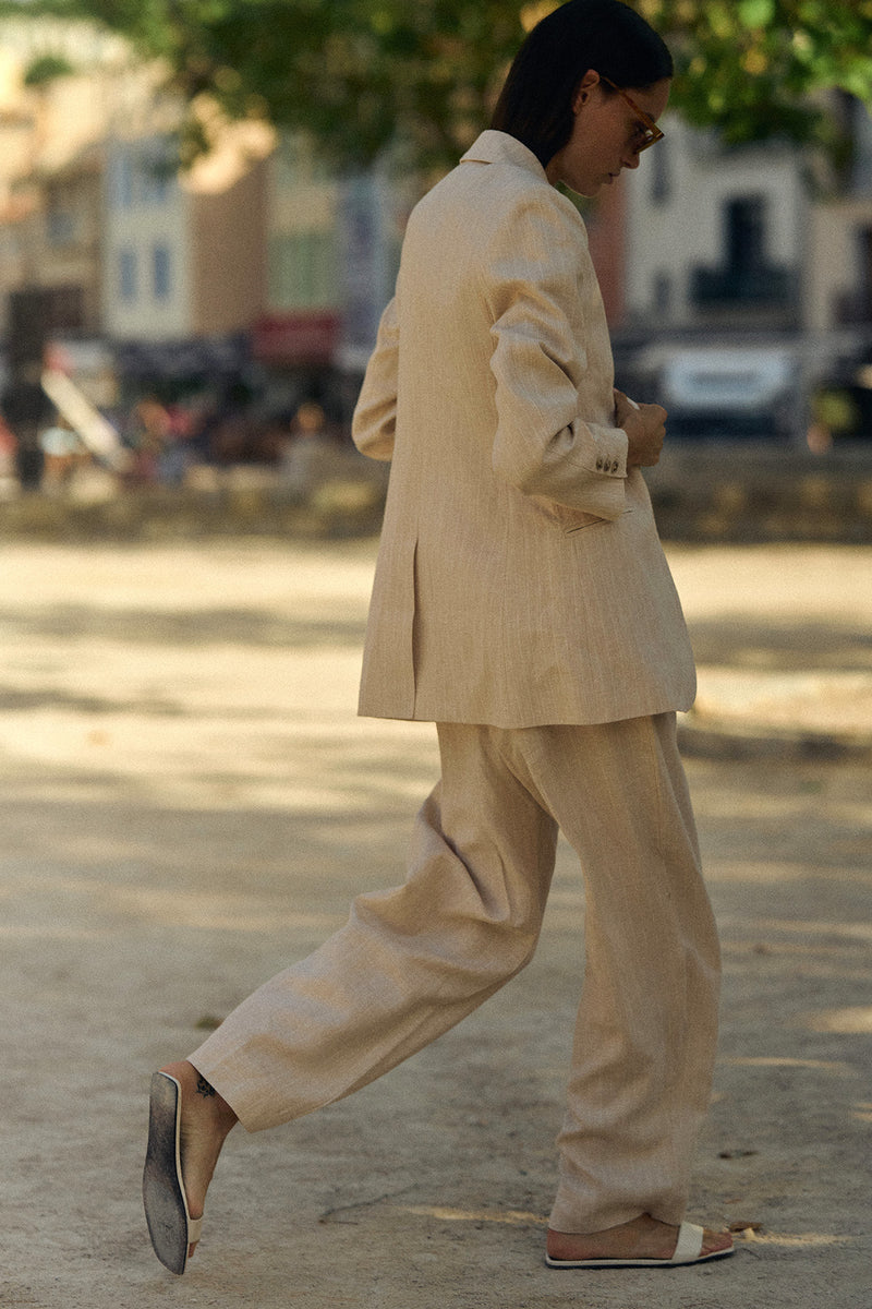 Leon Blazer -  Beige Pinstripe