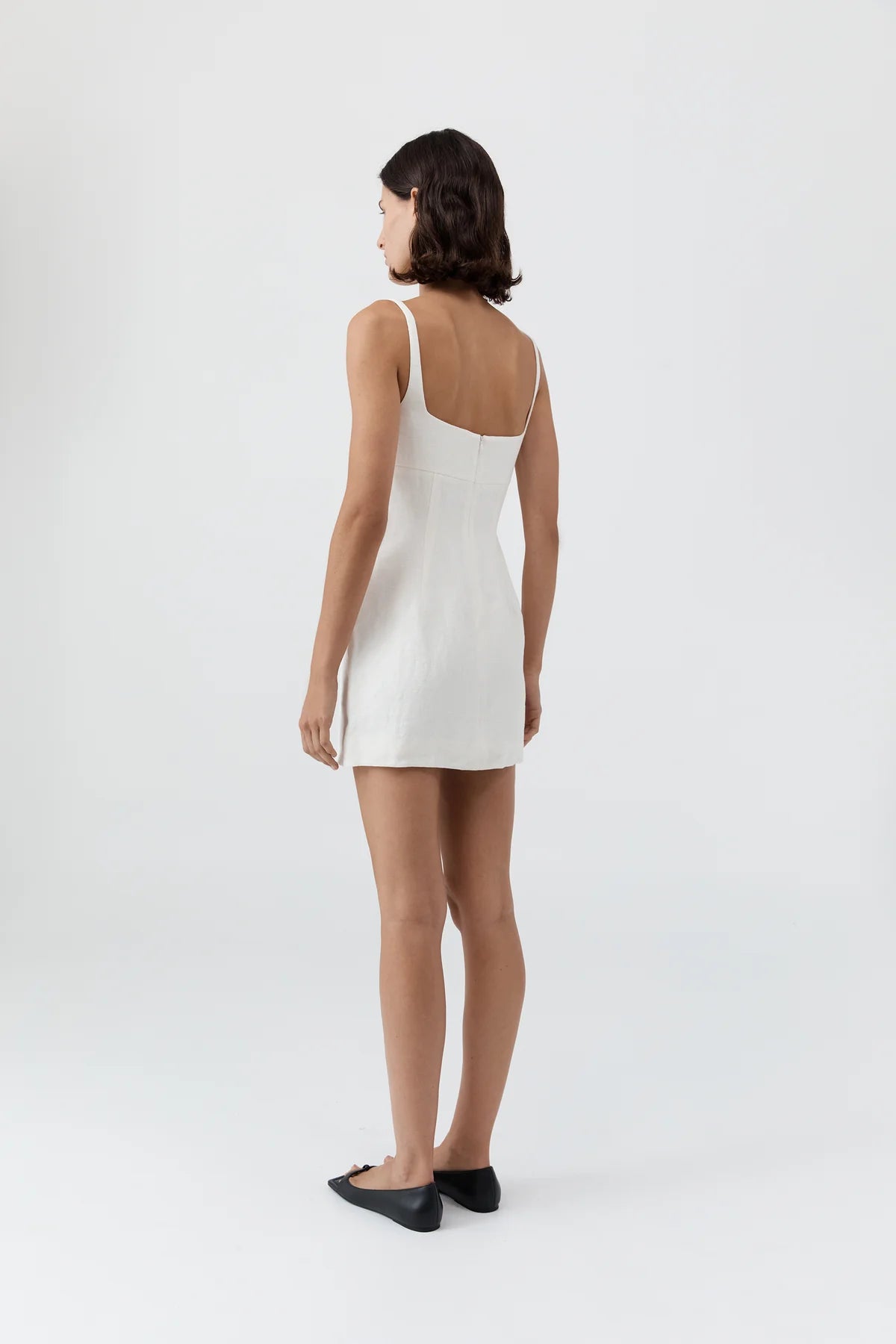 Pre Order * Tailored Square Neck Mini Dress - Off White