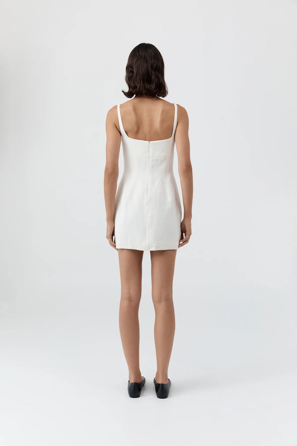 Pre Order * Tailored Square Neck Mini Dress - Off White