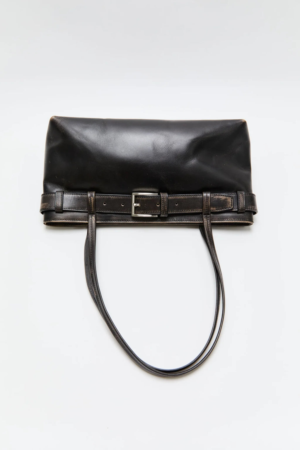 Pre Order * Brushed Belt Detail Baguette Black