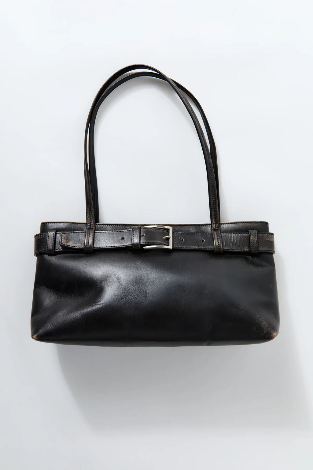 Pre Order * Brushed Belt Detail Baguette Black