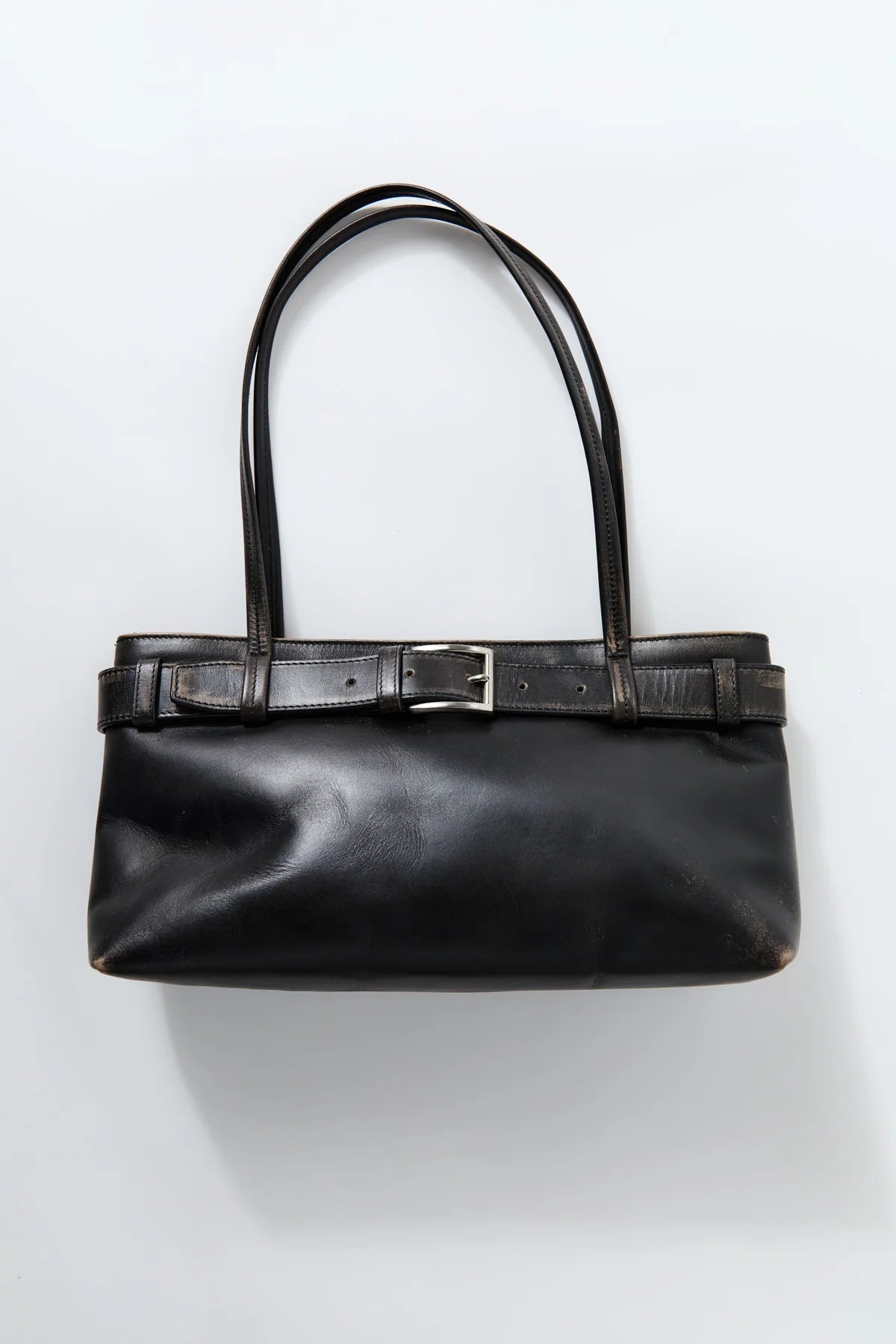 Pre Order * Brushed Belt Detail Baguette Black