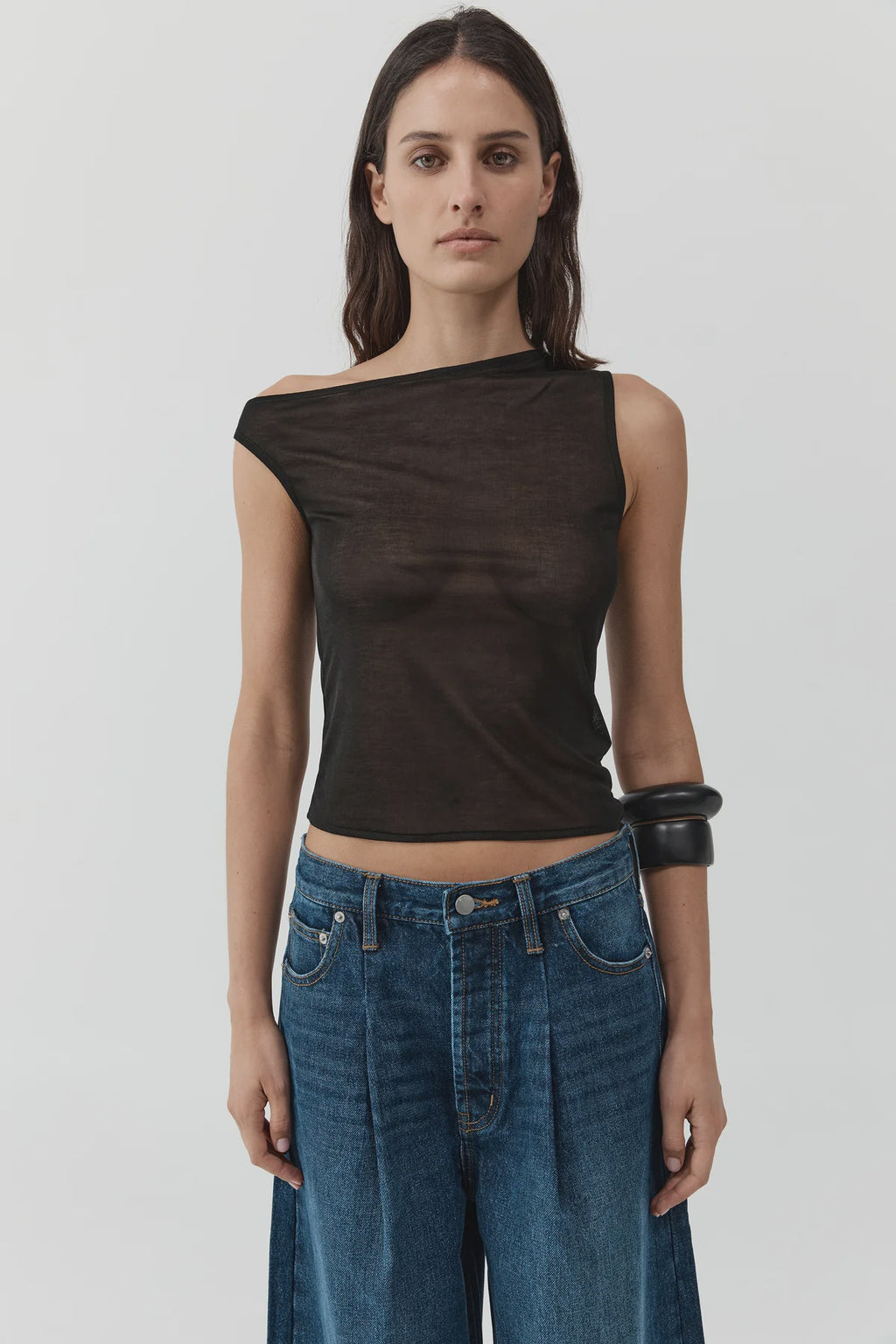 Fine Jersey Asymm Top Black
