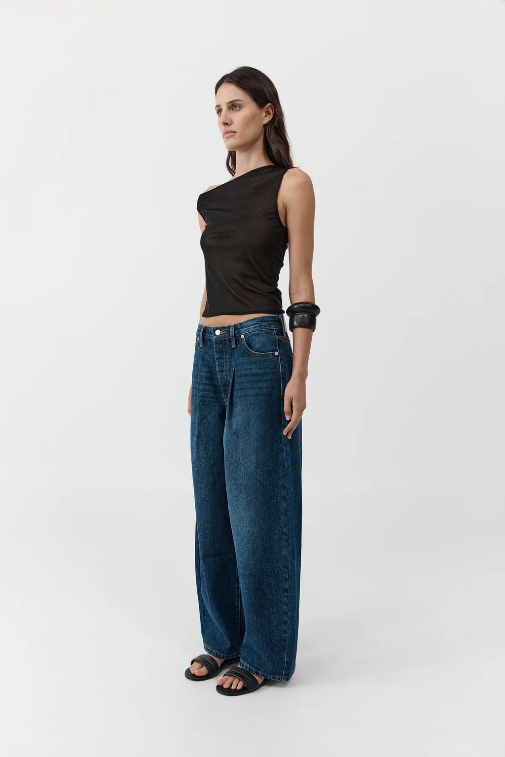 Fine Jersey Asymm Top Black