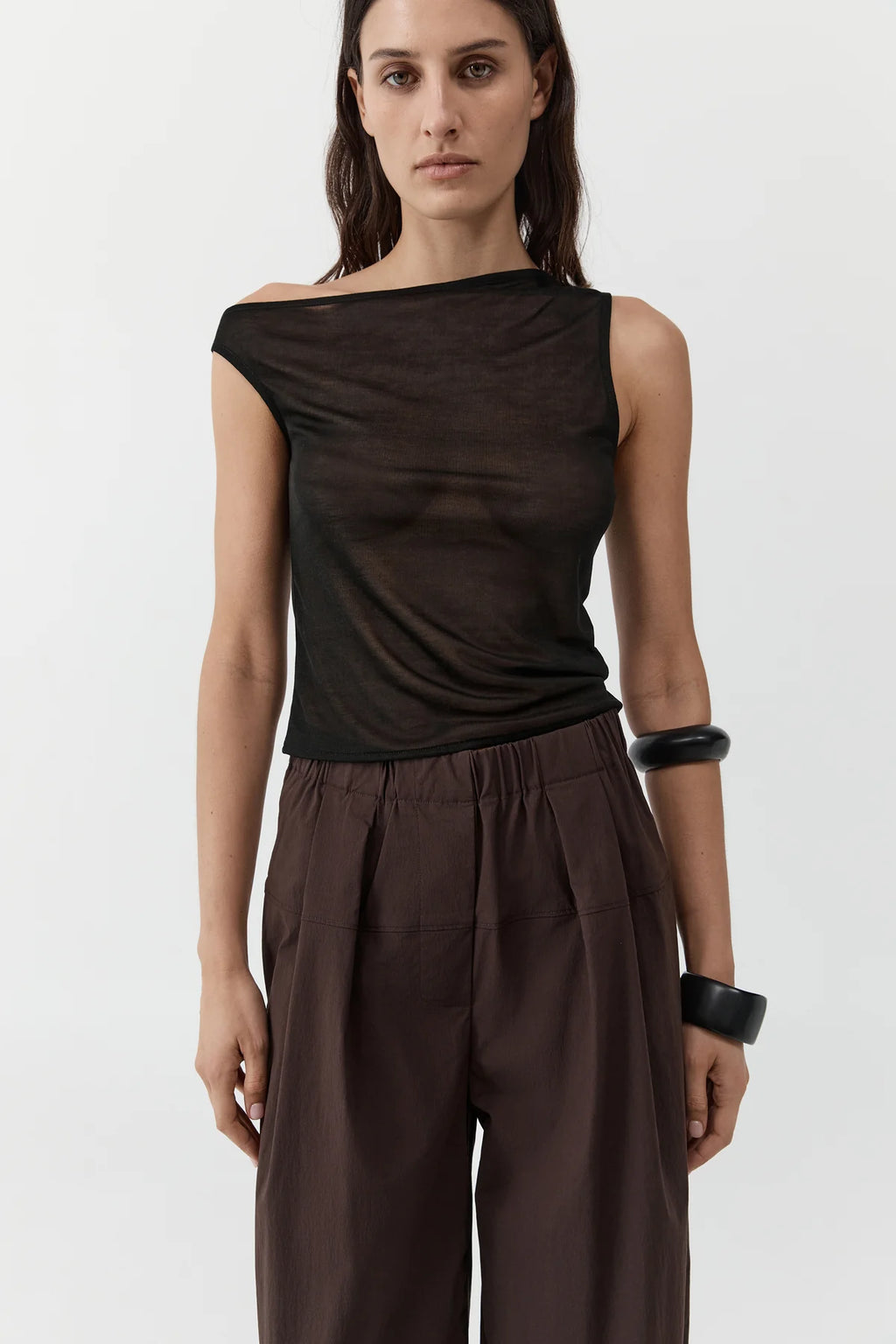 Fine Jersey Asymm Top Black