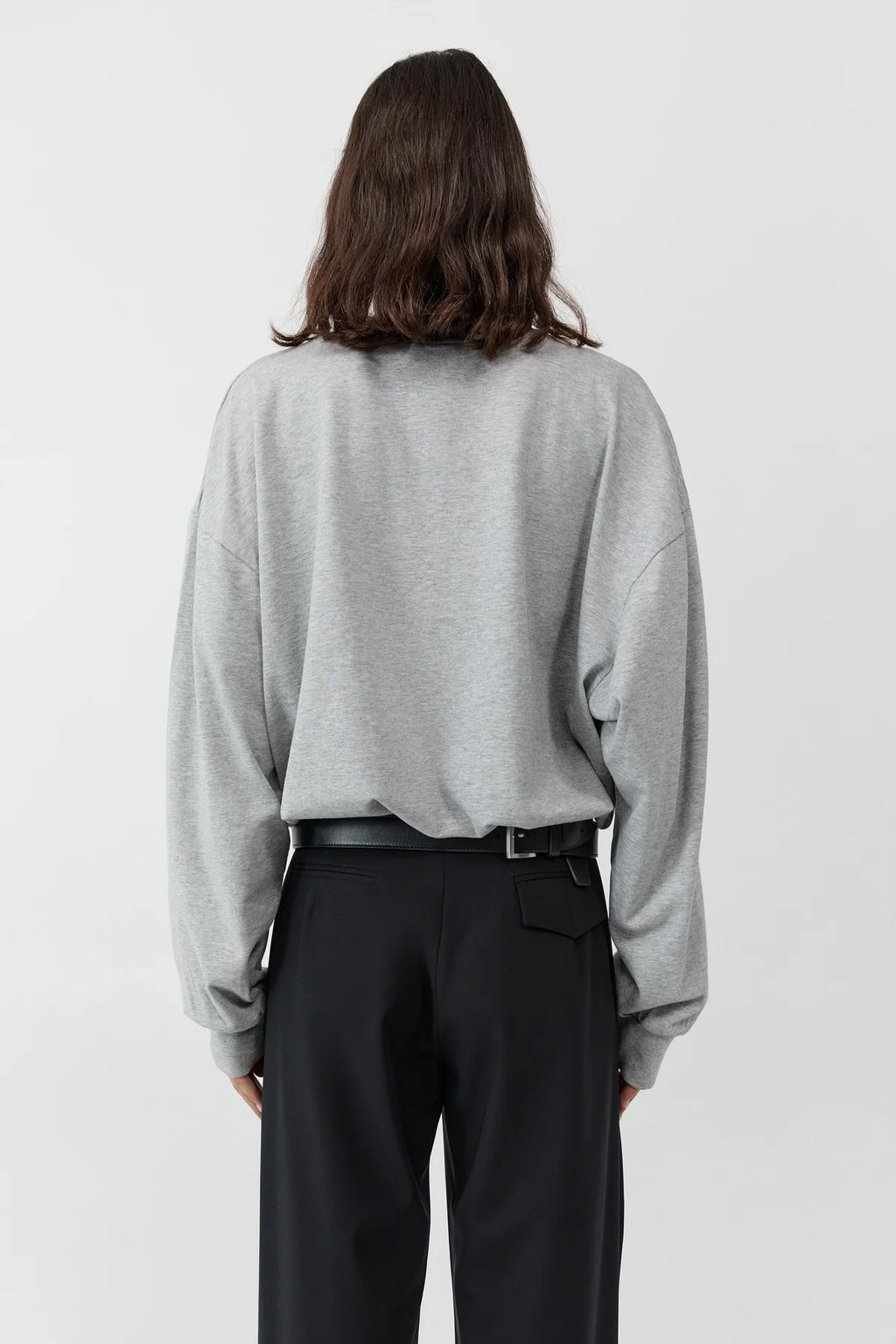Drawstring Long sleeve Top Light Grey