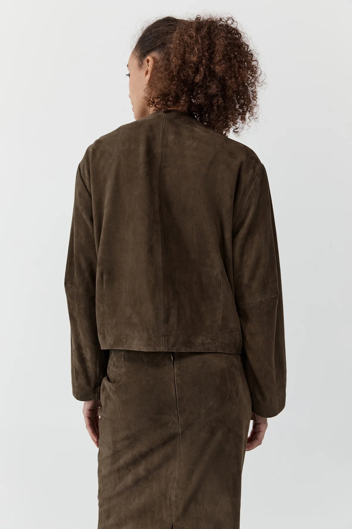 Suede Utility Cocoon Bomber Khaki
