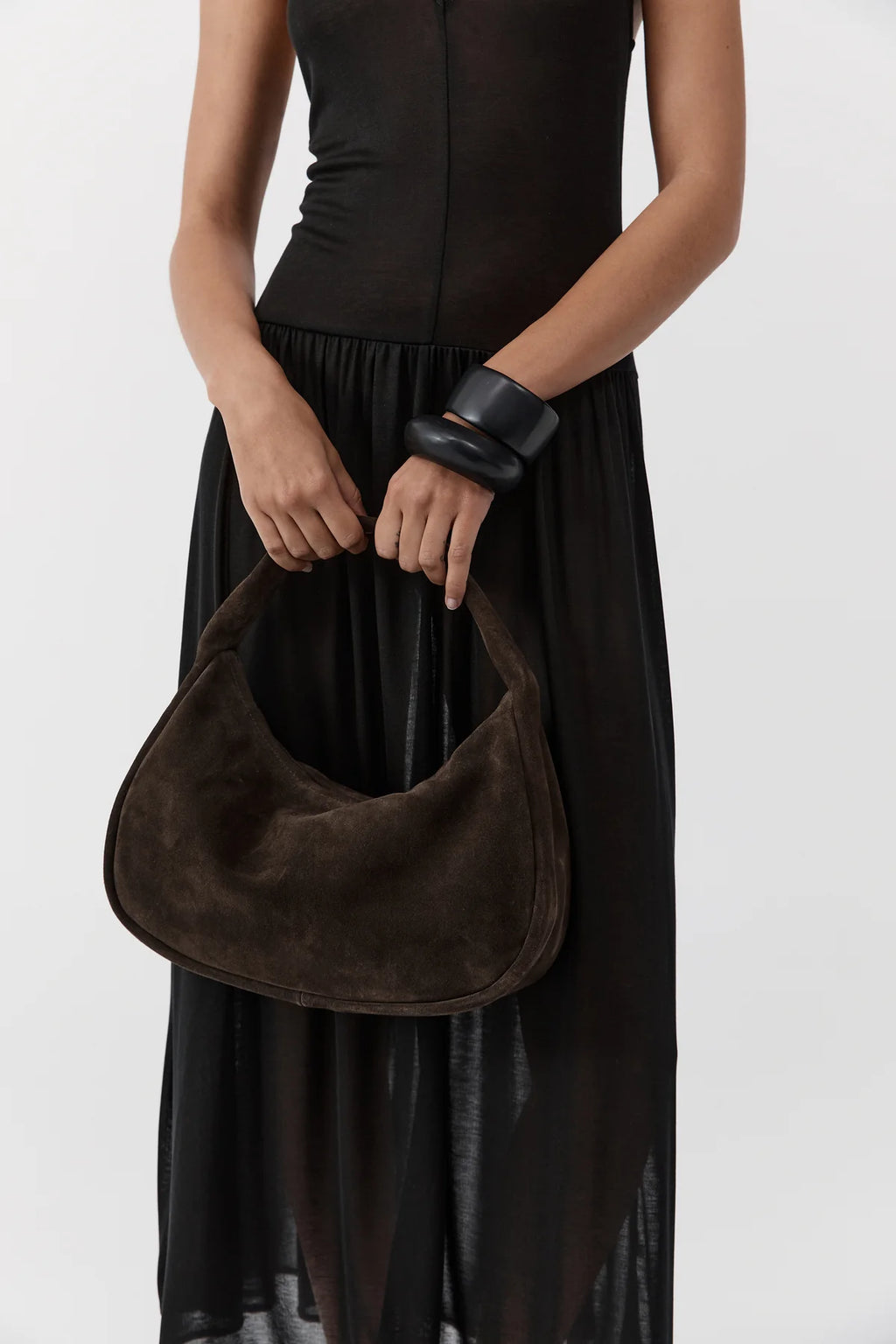 Suede Large Bon Bon Bag Coffee