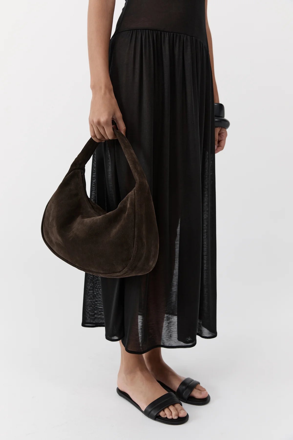 Suede Large Bon Bon Bag Coffee