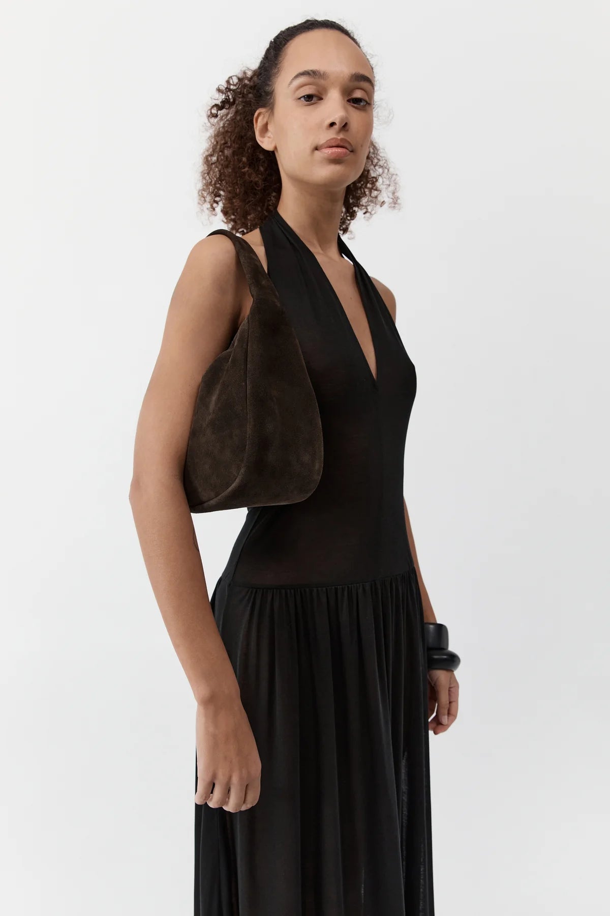 Suede Large Bon Bon Bag Coffee