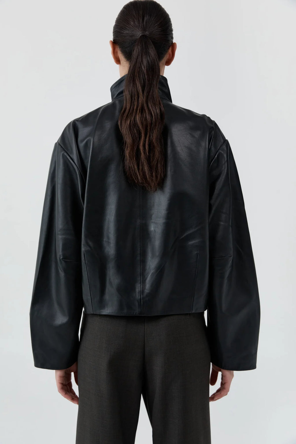 COMING SOON Cocoon Zip Leather Jacket - Black