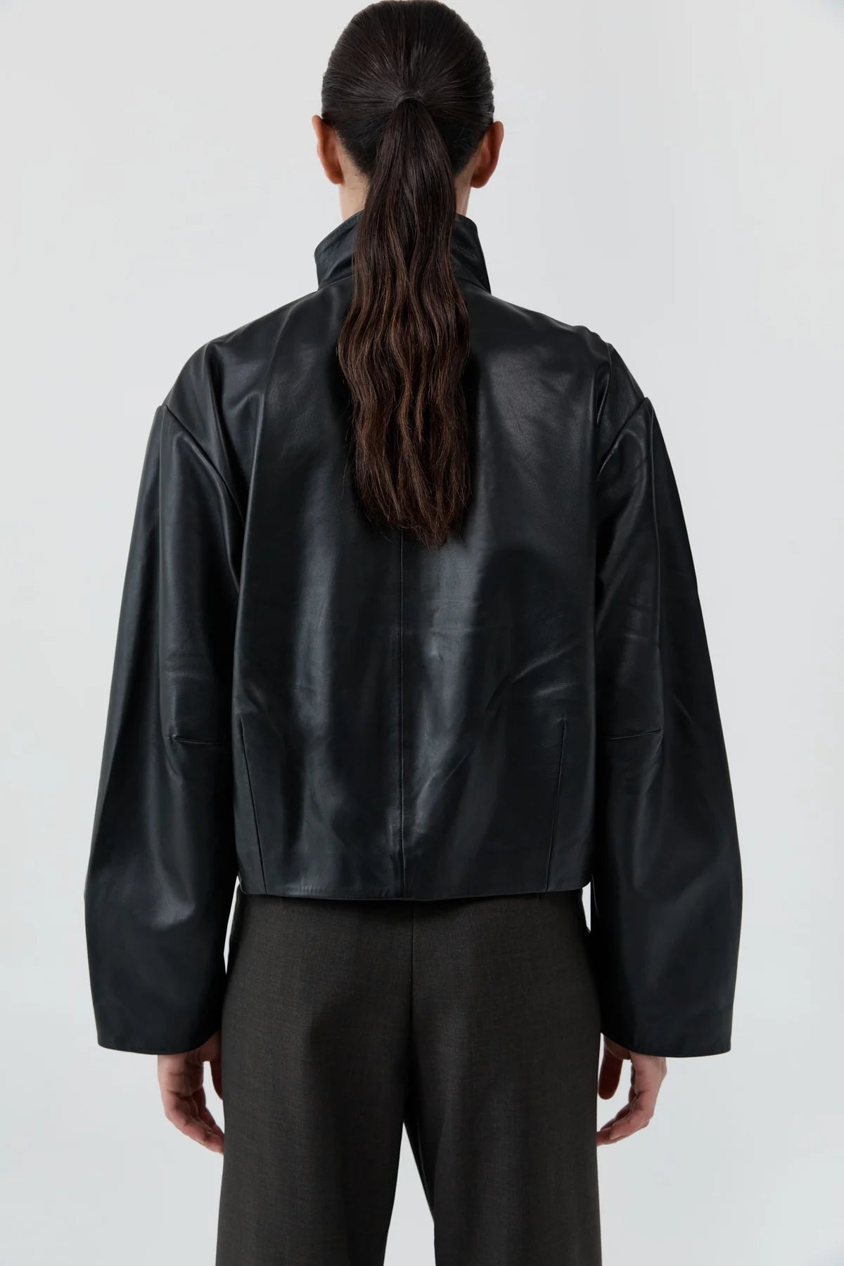 COMING SOON Cocoon Zip Leather Jacket - Black