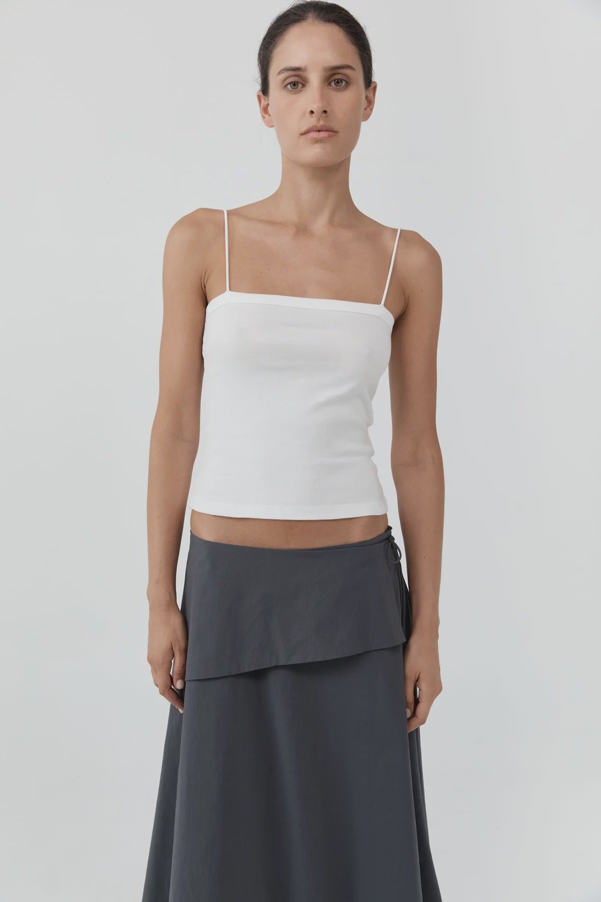 Square Neck Cotton Cami White