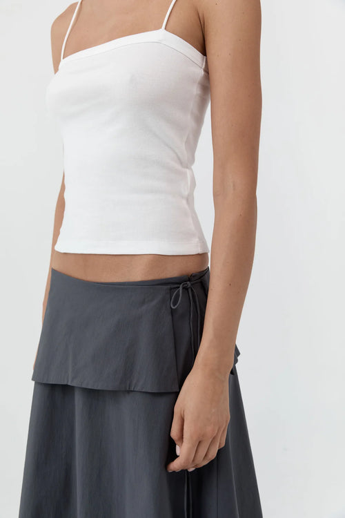 Square Neck Cotton Cami White