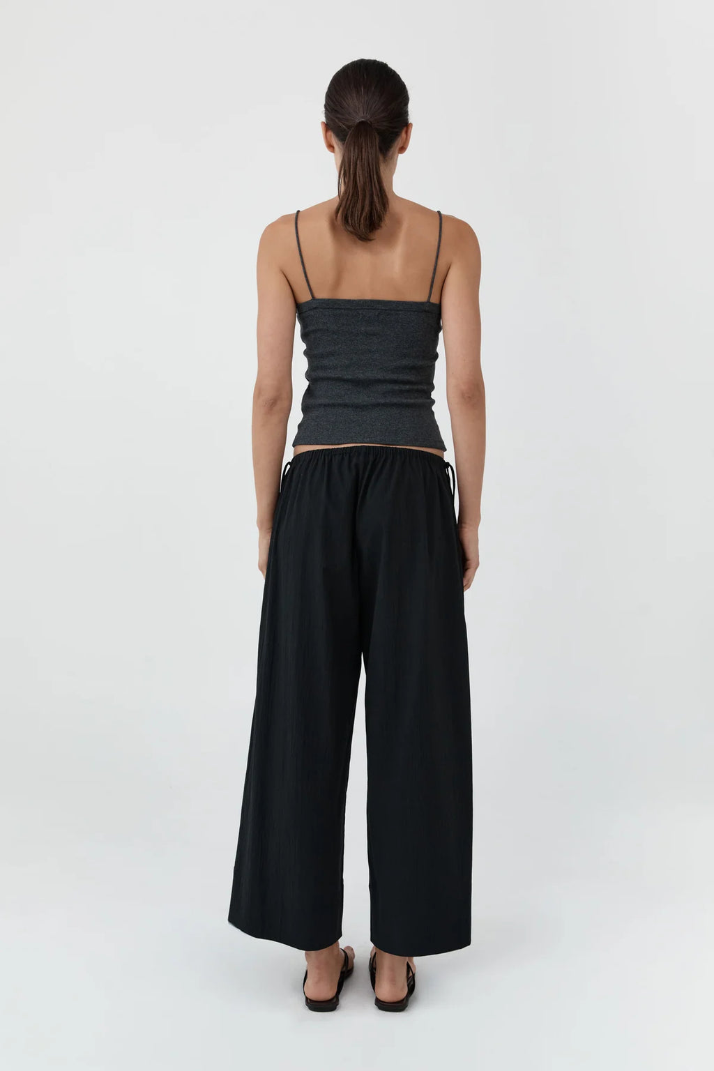 Square Neck Cotton Cami Charcoal Melange