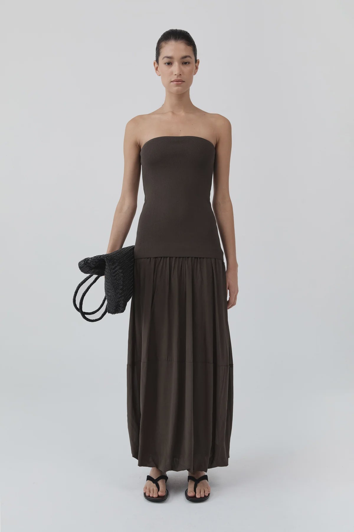 COMING SOON Strapless Balloon Hem Dress - Cedar
