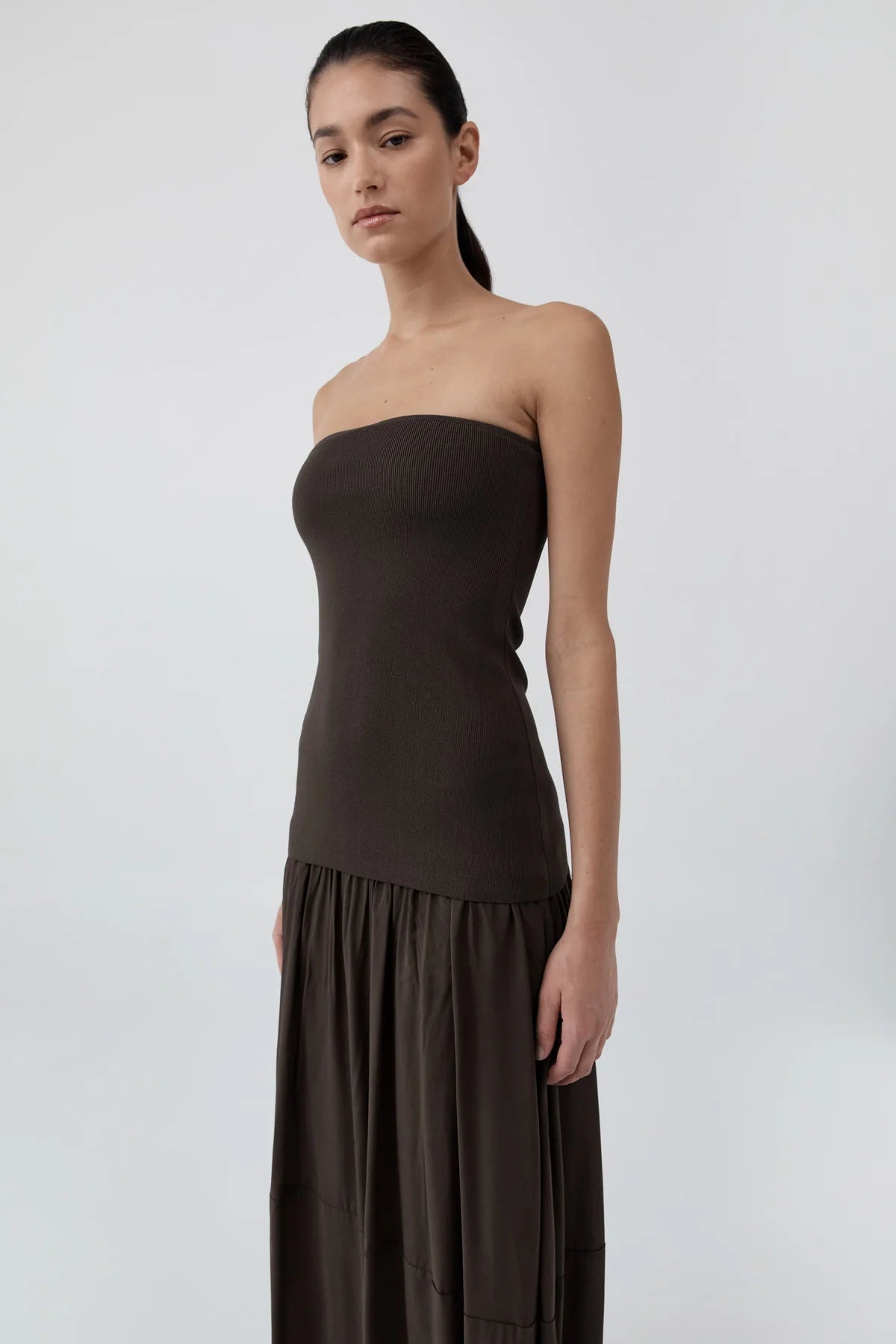 COMING SOON Strapless Balloon Hem Dress - Cedar