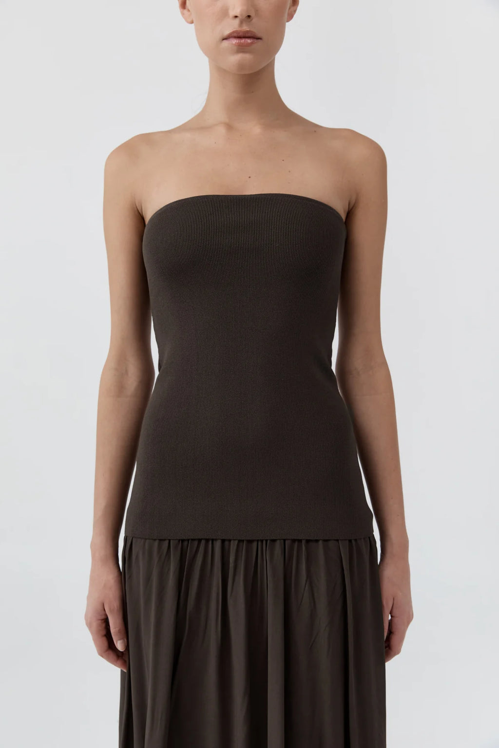 COMING SOON Strapless Balloon Hem Dress - Cedar
