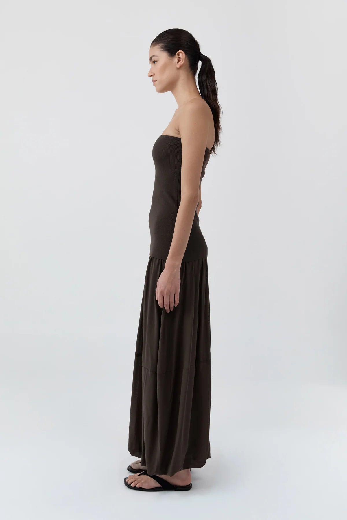 COMING SOON Strapless Balloon Hem Dress - Cedar