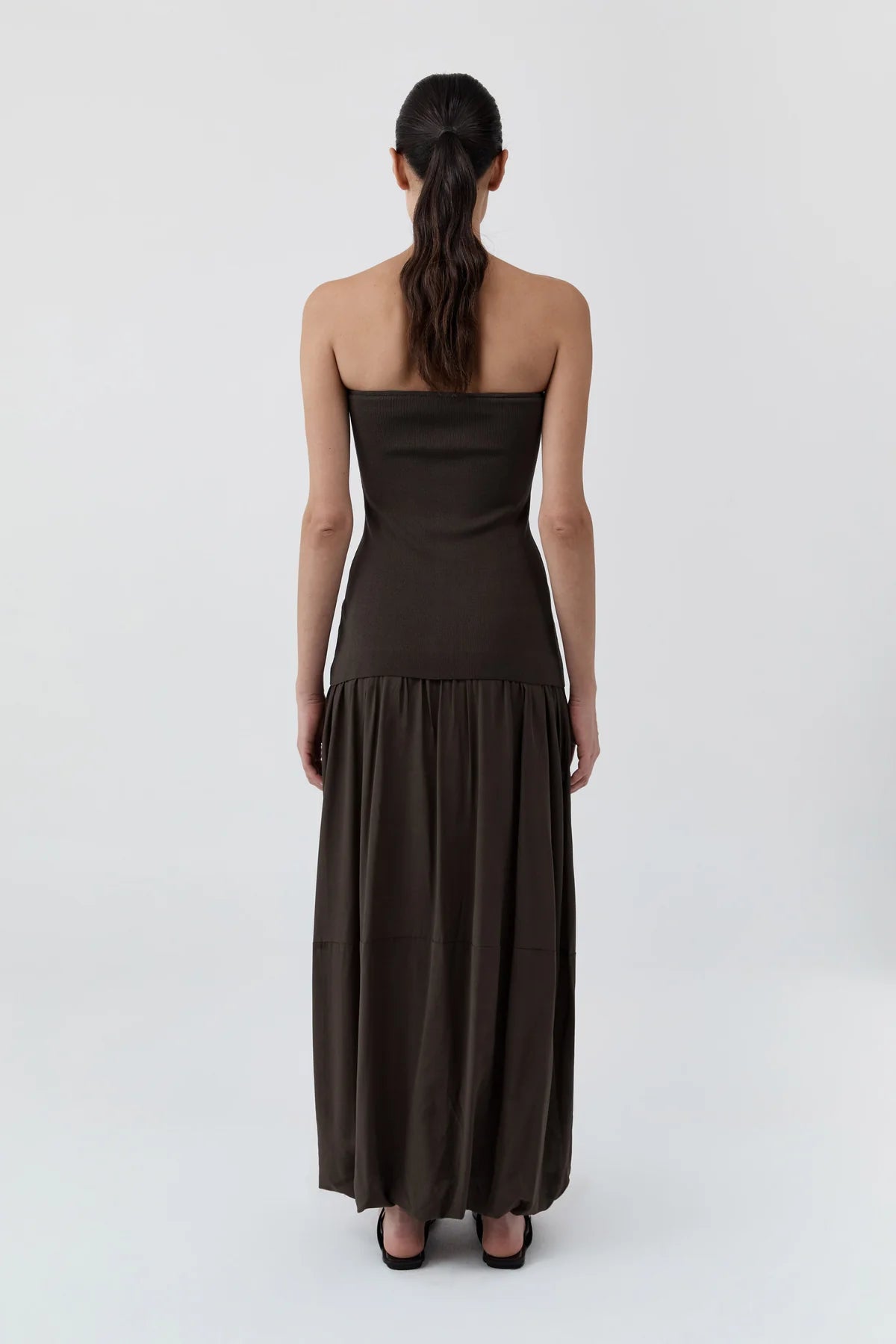 COMING SOON Strapless Balloon Hem Dress - Cedar