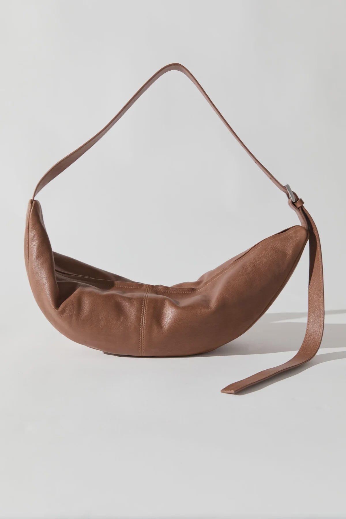 Adjustable Slim Crescent Bag - Chestnut