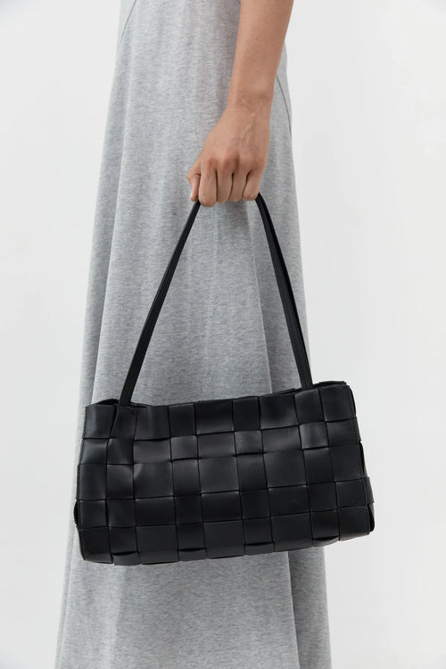 Slim Woven Tote Black