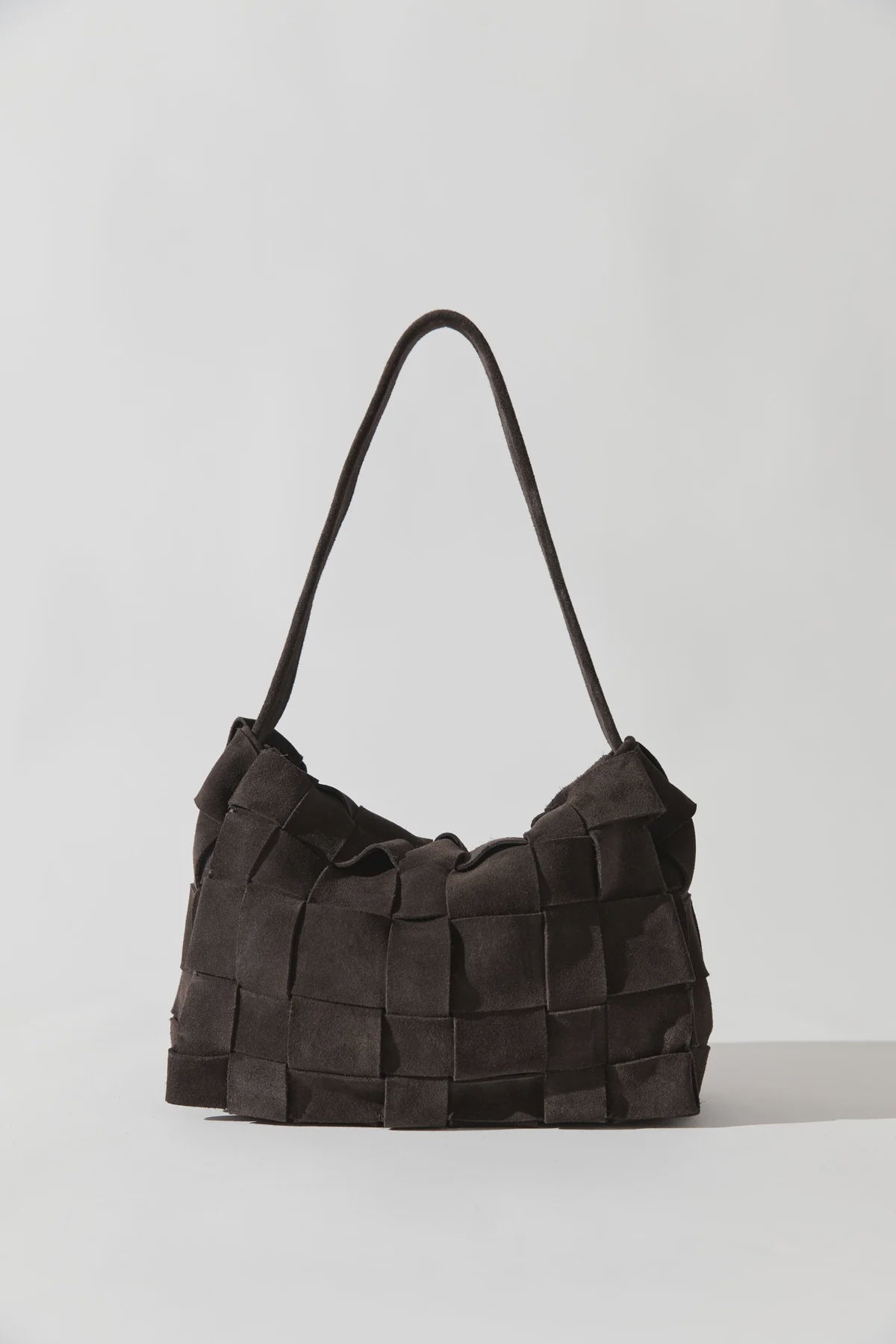 Suede Woven Envelope Mini Tote - Coffee